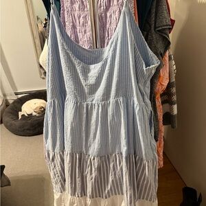 DAVI & DANI Light Blue and White Stripe Dress